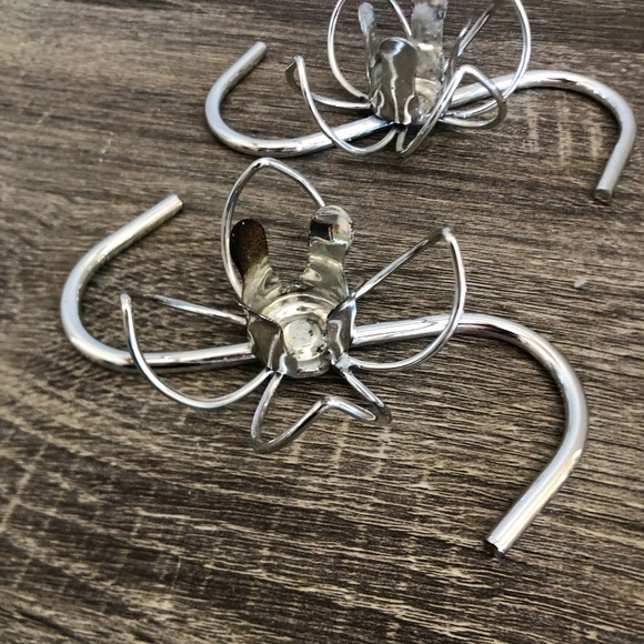1950s Silver Tone Flower Candle Holders - Picture 7 of 10